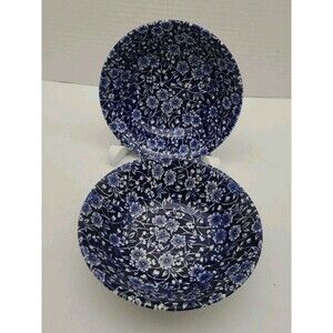 Set 2 Queen's Calico Blue Coupe Cereal Bowls Malaysia 6"